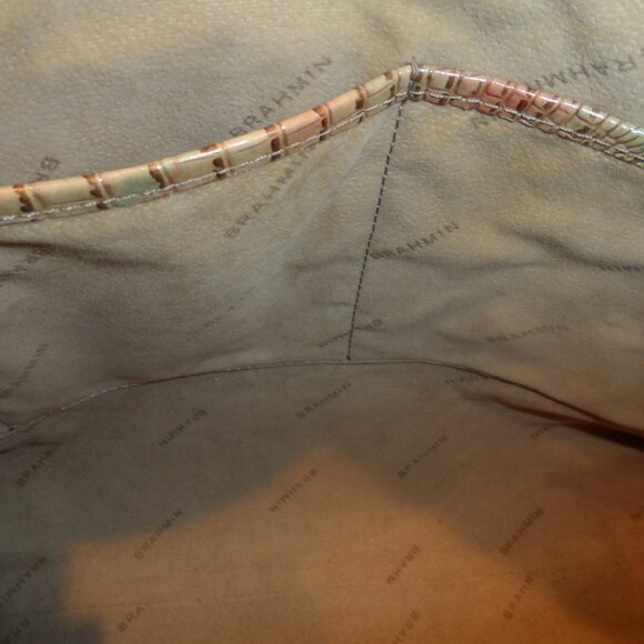 Brahmin “Katie” Pastel Multi-Color Melbourne Croc-Embossed Leather Shoulder Bag - Picture 14 of 16